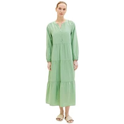 TOM TAILOR Damen 1035230 Maxikleid mit Volant, 31034 Okra Green, 36 TOM TAILOR Damen 1035230 Maxikleid mit Volant, 31034 Okra Green, 36