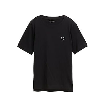 TOM TAILOR Damen 1048083 T-Shirt, 14482 Deep Black, L EU TOM TAILOR Damen 1048083 T-Shirt, 14482 Deep Black, L EU
