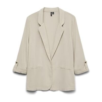 VERO MODA Damen Legeres Blazer Jackett mit Dreiviertel Arm Leichter Sakko Eleganter Business Shacket, Farben:Beige-2, Größe:XS VERO MODA Damen Legeres Blazer Jackett mit Dreiviertel Arm Leichter Sakko Eleganter Business Shacket, Farben:Beige-2, Größe:XS