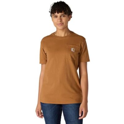 Carhartt Loose Fit Schwergewicht Kurzarm-T-Shirt K87 mit Tasche Damen Braun XS Carhartt Loose Fit Schwergewicht Kurzarm-T-Shirt K87 mit Tasche Damen Braun XS