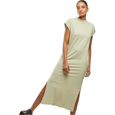 Urban Classics Damen Kleid Ladies Long Extended Shoulder Dress, Midi-Kleid mit hoher Seitenschlitze und erweiterter Schulterpartie, Größen XS-5XL Urban Classics Damen Kleid Ladies Long Extended Shoulder Dress, Midi-Kleid mit hoher Seitenschlitze und erweiterter Schulterpartie, Größen XS-5XL