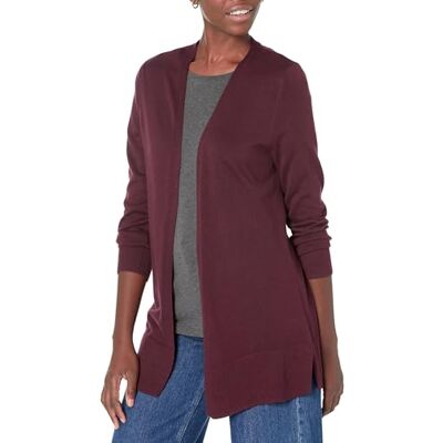 Amazon Essentials Damen Leichte Strickjacke ohne Knöpfe (in Übergröße erhältlich), Burgunderrot, M Amazon Essentials Damen Leichte Strickjacke ohne Knöpfe (in Übergröße erhältlich), Burgunderrot, M