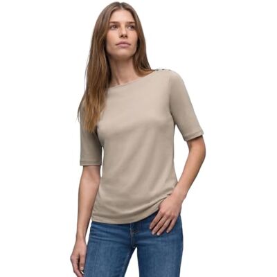Street One Kurzarm Shirt mit Knopfdetail Timeless beige 40 Street One Kurzarm Shirt mit Knopfdetail Timeless beige 40