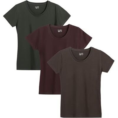 berydale Damen Bd157 T-Shirt, Graubraun, Dunkelgrün, Burgunder, XXL berydale Damen Bd157 T-Shirt, Graubraun, Dunkelgrün, Burgunder, XXL