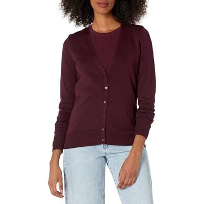 Amazon Essentials Damen Leichter Cardigan-Pulli, Burgundy, M Amazon Essentials Damen Leichter Cardigan-Pulli, Burgundy, M