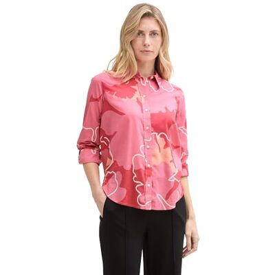 TOM TAILOR Damen Hemdbluse mit Muster, 37187 Pink Big Floral Shapes Design, 36 TOM TAILOR Damen Hemdbluse mit Muster, 37187 Pink Big Floral Shapes Design, 36