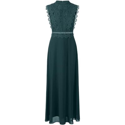Apart Damen ärmelloses Spitzenabendkleid, hochgeschlossene Maxikleid, transparenter Rücken, gewellter Taillendetail, ausgestellter Chiffonrock, Elegantes formelles Partykleid Apart Damen ärmelloses Spitzenabendkleid, hochgeschlossene Maxikleid, transparenter Rücken, gewellter Taillendetail, ausgestellter Chiffonrock, Elegantes formelles Partykleid