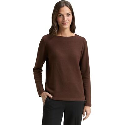 TOM TAILOR Damen 1043168 Sweatshirt, 39062 Dark Pecan Brown Melange, L EU TOM TAILOR Damen 1043168 Sweatshirt, 39062 Dark Pecan Brown Melange, L EU