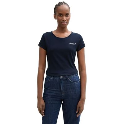 TOM TAILOR Denim Tom Tailor Basic T-Shirt mit Logo-Print, Bright Rose, XXS TOM TAILOR Denim Tom Tailor Basic T-Shirt mit Logo-Print, Bright Rose, XXS