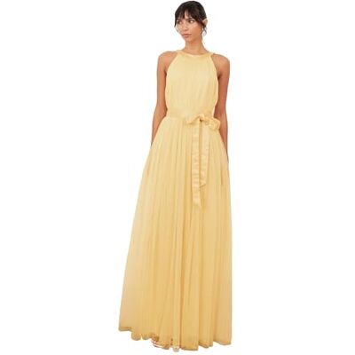 Anaya with Love Ladies Maxi Dress for Women Halter Neck Long Sleeveless with Belt A Line Evening Gown Ball Prom Wedding Guest Bridesmaid, Buttergelb 48 Anaya with Love Ladies Maxi Dress for Women Halter Neck Long Sleeveless with Belt A Line Evening Gown Ball Prom Wedding Guest Bridesmaid, Buttergelb 48