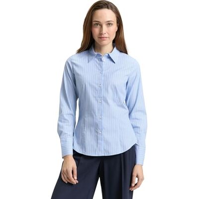 TOM TAILOR Damen 1048706 Bluse, 39193 Blue White Poplin Stripe, 44 EU TOM TAILOR Damen 1048706 Bluse, 39193 Blue White Poplin Stripe, 44 EU