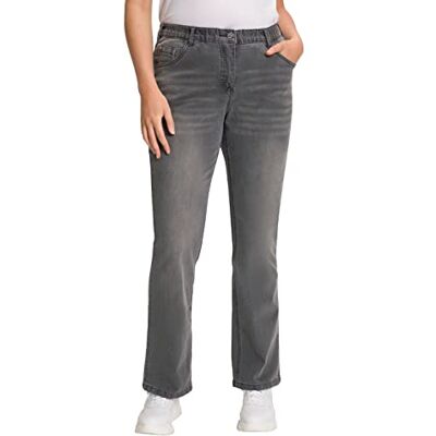 Ulla Popken Damen große Größen Übergrößen Plus Size Jeans Marie, Bootcut, Komfortbund, 5-Pocket-Schnitt Light Grey Denim 62 724599904-62 Ulla Popken Damen große Größen Übergrößen Plus Size Jeans Marie, Bootcut, Komfortbund, 5-Pocket-Schnitt Light Grey Denim 62 724599904-62