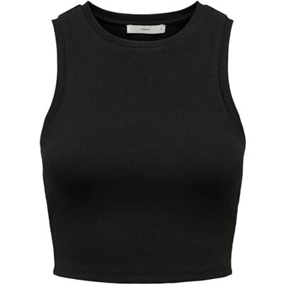 ONLY Damen Onlvilma S/L Cropped Tank Top JRS Noos, Schwarz, XS ONLY Damen Onlvilma S/L Cropped Tank Top JRS Noos, Schwarz, XS