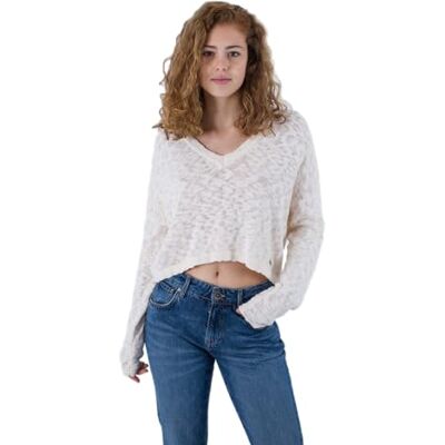 Hurley Damen Taylor V Neck Sweater Sweatshirt, Cremefarben, M Hurley Damen Taylor V Neck Sweater Sweatshirt, Cremefarben, M