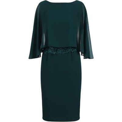 Apart Damen Etuikleid, Rundhalsausschnitt vorne und V-Rücken, knielanges Kleid, Chiffon-Cape-Overlay, Slim Fit Cocktailkleid, Spitzenmieder, formelles Hochzeitsgastkleid Apart Damen Etuikleid, Rundhalsausschnitt vorne und V-Rücken, knielanges Kleid, Chiffon-Cape-Overlay, Slim Fit Cocktailkleid, Spitzenmieder, formelles Hochzeitsgastkleid