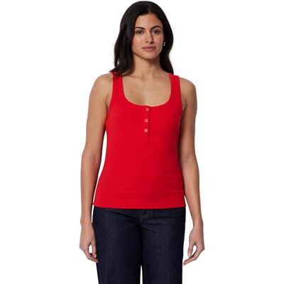 Amazon Essentials Damen Geripptes Ripp-Tanktop Henley aus Baumwolle, Rot, L Amazon Essentials Damen Geripptes Ripp-Tanktop Henley aus Baumwolle, Rot, L
