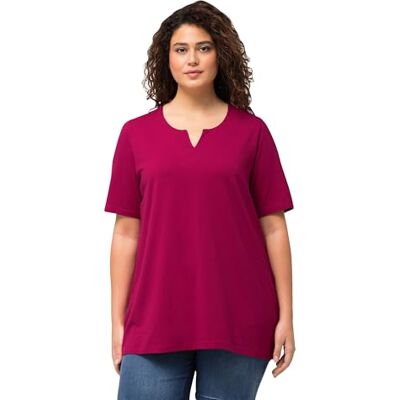 Ulla Popken Damen große Größen Übergrößen Plus Size T-Shirt, A-Linie, Tunika-Ausschnitt, Halbarm magnolienrot 46+ 807259820-46+ Ulla Popken Damen große Größen Übergrößen Plus Size T-Shirt, A-Linie, Tunika-Ausschnitt, Halbarm magnolienrot 46+ 807259820-46+