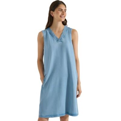 Cecil Knielanges Kleid aus Lyocell mit V-Neck Cecil Knielanges Kleid aus Lyocell mit V-Neck