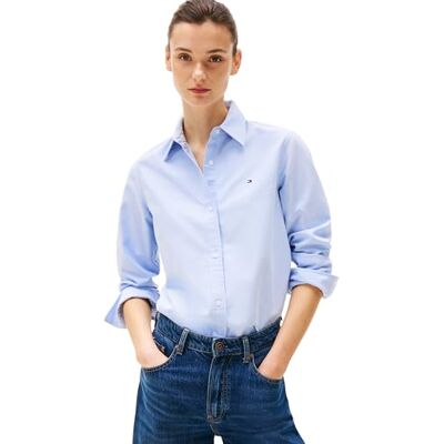 Tommy Hilfiger Damen Hemd Oxford Relaxed Fit, Blau (Mid Blue), 36 Tommy Hilfiger Damen Hemd Oxford Relaxed Fit, Blau (Mid Blue), 36