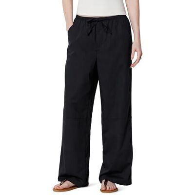 Amazon Essentials Damen Leichte Oversized-Fit-Hose mit Schnürbund, Schwarz, XL Amazon Essentials Damen Leichte Oversized-Fit-Hose mit Schnürbund, Schwarz, XL