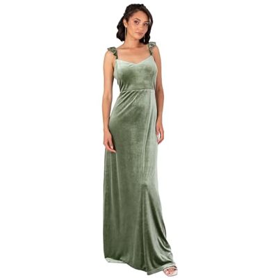 Maya Deluxe Women's Maxi Dress Ladies Sleeveless Sweetheart Neckline Velvet A-line Tie Back Wedding Guest Evening Prom Ball Gown, Moss Green 42 Maya Deluxe Women's Maxi Dress Ladies Sleeveless Sweetheart Neckline Velvet A-line Tie Back Wedding Guest Evening Prom Ball Gown, Moss Green 42
