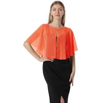 Hotshawl Chiffon Capelet Damen Weiche Umhänge Schals und Wraps für Abendkleid Hochzeit Cape Cover Up, Orange, rot, Einheitsgröße Hotshawl Chiffon Capelet Damen Weiche Umhänge Schals und Wraps für Abendkleid Hochzeit Cape Cover Up, Orange, rot, Einheitsgröße