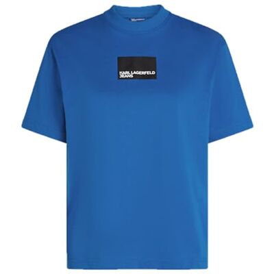 KARL LAGERFELD JEANS Damen Regular Short Sleeve Box Logo T-Shirt KLJ Blue S KARL LAGERFELD JEANS Damen Regular Short Sleeve Box Logo T-Shirt KLJ Blue S