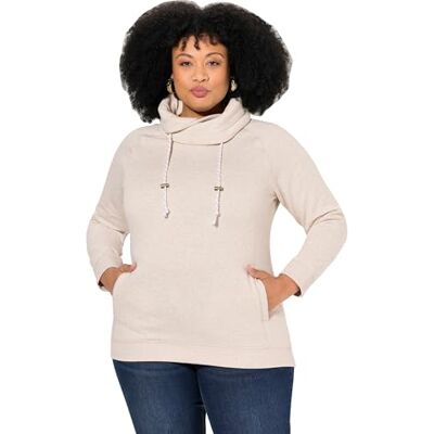 Ulla Popken Damen große Größen Übergrößen Plus Size Sweatshirt, weiter Stehkragen, Taschen, Raglan-Langarm Ulla Popken Damen große Größen Übergrößen Plus Size Sweatshirt, weiter Stehkragen, Taschen, Raglan-Langarm
