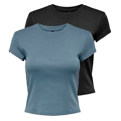 ONLY Onlelina S/S O-Neck Short Top 2Pack JRS ONLY Onlelina S/S O-Neck Short Top 2Pack JRS
