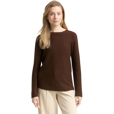 TOM TAILOR Damen Strickpullover Aus Bio-Baumwolle Pullover, 27506 Dark Pecan Brown, XS EU TOM TAILOR Damen Strickpullover Aus Bio-Baumwolle Pullover, 27506 Dark Pecan Brown, XS EU