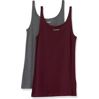 Amazon Essentials Damen Tanktop mit dünnen Trägern, schmale Passform, 2er-Pack, Burgunderrot/Charcoal Heather, X-Large Amazon Essentials Damen Tanktop mit dünnen Trägern, schmale Passform, 2er-Pack, Burgunderrot/Charcoal Heather, X-Large