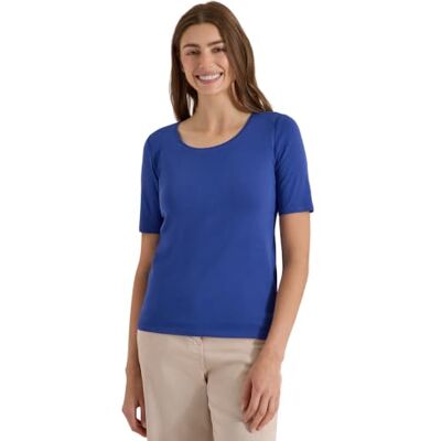 Cecil Basic T-Shirt mit Rundhals in Unifarbe deep River Blue S Cecil Basic T-Shirt mit Rundhals in Unifarbe deep River Blue S