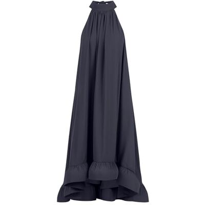 Apart Damen Babydoll Chiffon Kleid, hoher Halsausschnitt, asymmetrischer Saum, Geraffter Volant, fließendes Midikleid in A-Linie, ärmelloses voll gefüttertes Sommer Abendkleid Apart Damen Babydoll Chiffon Kleid, hoher Halsausschnitt, asymmetrischer Saum, Geraffter Volant, fließendes Midikleid in A-Linie, ärmelloses voll gefüttertes Sommer Abendkleid
