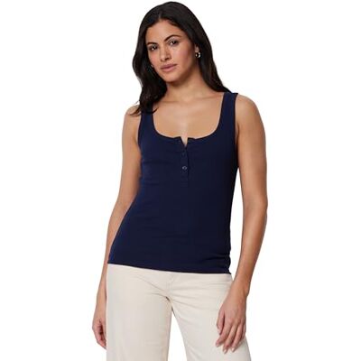 Amazon Essentials Damen Geripptes Ripp-Tanktop Henley aus Baumwolle, Marineblau, M Amazon Essentials Damen Geripptes Ripp-Tanktop Henley aus Baumwolle, Marineblau, M