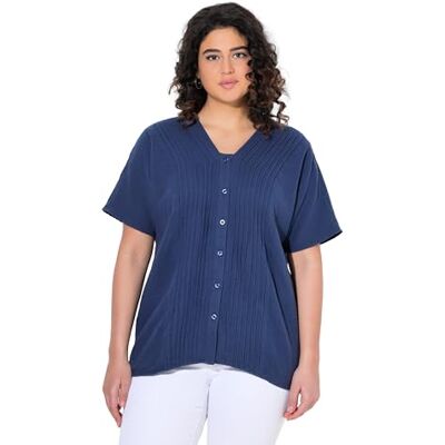 Ulla Popken Damen große Größen Übergrößen Plus Size Musselin Bluse mit Biesen Ulla Popken Damen große Größen Übergrößen Plus Size Musselin Bluse mit Biesen