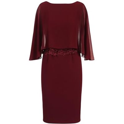 Apart Damen Etuikleid, Rundhalsausschnitt vorne und V-Rücken, knielanges Kleid, Chiffon-Cape-Overlay, Slim Fit Cocktailkleid, Spitzenmieder, formelles Hochzeitsgastkleid Apart Damen Etuikleid, Rundhalsausschnitt vorne und V-Rücken, knielanges Kleid, Chiffon-Cape-Overlay, Slim Fit Cocktailkleid, Spitzenmieder, formelles Hochzeitsgastkleid