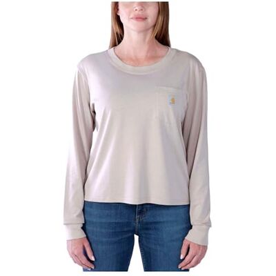 Carhartt Relaxed Fit Leichtes Langarm-T-Shirt mit Tasche für Damen Lila M Carhartt Relaxed Fit Leichtes Langarm-T-Shirt mit Tasche für Damen Lila M