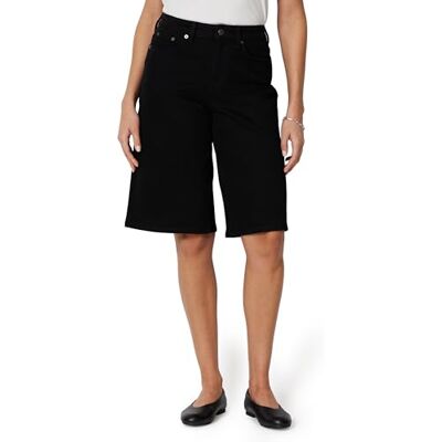 Amazon Essentials Damen Lange Jeans-Shorts, Bermuda mit Hohem Bund, Schwarz, 46 Amazon Essentials Damen Lange Jeans-Shorts, Bermuda mit Hohem Bund, Schwarz, 46