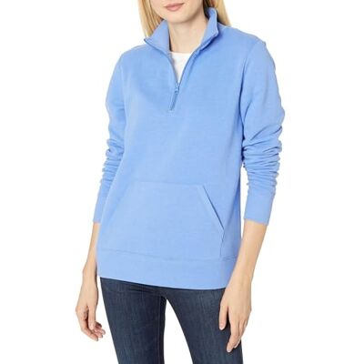 Amazon Essentials Damen Langarm-Oberteil aus Fleece mit Viertelreißverschluss (in Übergröße erhältlich), Blau Heide, XXL Amazon Essentials Damen Langarm-Oberteil aus Fleece mit Viertelreißverschluss (in Übergröße erhältlich), Blau Heide, XXL