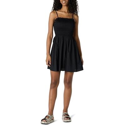 Amazon Essentials Damen Regular-Fit-Kleid Aus Baumwollsatin Mit Gesmoktem Mieder, Schwarz, XXL Amazon Essentials Damen Regular-Fit-Kleid Aus Baumwollsatin Mit Gesmoktem Mieder, Schwarz, XXL