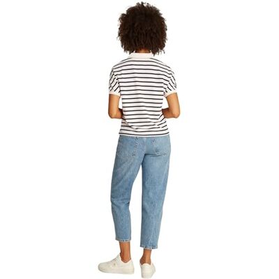 Tommy Hilfiger Damen Poloshirt Kurzarm Lyocell Relaxed ohne Knopfleiste, Mehrfarbig (Calico/Dark Night Navy STP), M Tommy Hilfiger Damen Poloshirt Kurzarm Lyocell Relaxed ohne Knopfleiste, Mehrfarbig (Calico/Dark Night Navy STP), M
