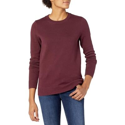 Amazon Essentials Damen Pullover Mit Rundhalsausschnitt Aus 100 % Baumwolle (Erhältlich In Übergröße), Burgunderrot, XS Amazon Essentials Damen Pullover Mit Rundhalsausschnitt Aus 100 % Baumwolle (Erhältlich In Übergröße), Burgunderrot, XS