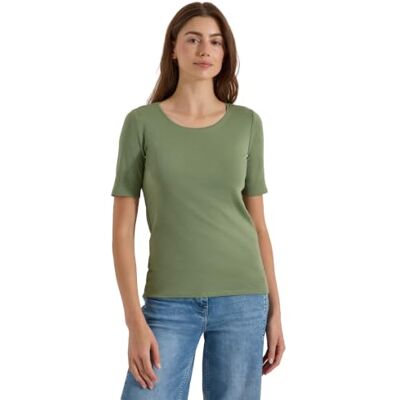 Cecil Basic T-Shirt mit Rundhals in Unifarbe deep Matcha Green M Cecil Basic T-Shirt mit Rundhals in Unifarbe deep Matcha Green M