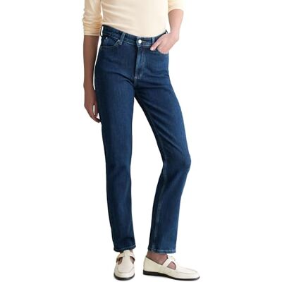 Marc O' Polo Marc OߴPolo Denim Damen Jeanshose High Waist Straight Fit, Blau (Dark Blue Multi 46), W28/L34 Marc O' Polo Marc OߴPolo Denim Damen Jeanshose High Waist Straight Fit, Blau (Dark Blue Multi 46), W28/L34