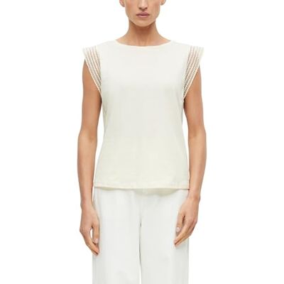 s.Oliver BLACK LABEL s.Oliver Damen T-Shirt – Regular Fit, Jersey, ärmellos mit Spitze und Tape-Details s.Oliver BLACK LABEL s.Oliver Damen T-Shirt – Regular Fit, Jersey, ärmellos mit Spitze und Tape-Details
