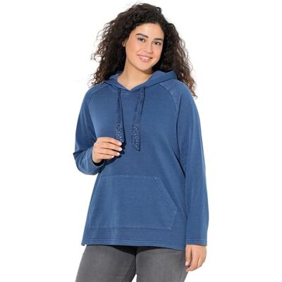 Ulla Popken Damen große Größen Übergrößen Plus Size Hoodie, Vintage-Look, verzierte Kordel, Langarm Tintenblau 50+ 842072740-50+ Ulla Popken Damen große Größen Übergrößen Plus Size Hoodie, Vintage-Look, verzierte Kordel, Langarm Tintenblau 50+ 842072740-50+