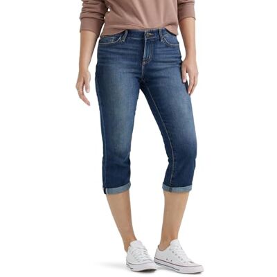 Lee Damen Flex Motion Regular Fit 5 Pocket Capri Jeans, Bewitched, 46 Lee Damen Flex Motion Regular Fit 5 Pocket Capri Jeans, Bewitched, 46