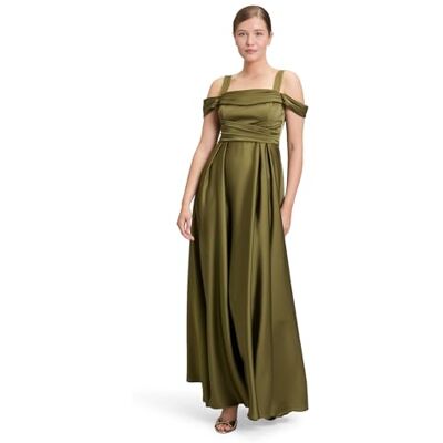 Vera Mont Damen Abendkleid schulterfrei 42, Shiny Olive Vera Mont Damen Abendkleid schulterfrei 42, Shiny Olive