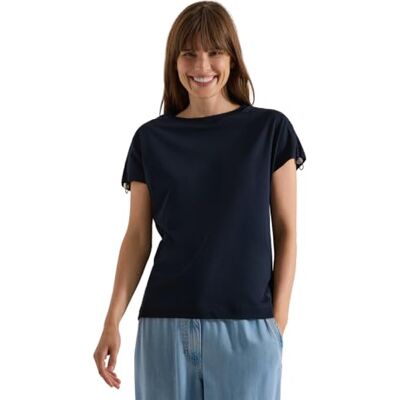 Cecil T-Shirt mit Raffung in Unifarbe universal Blue M Cecil T-Shirt mit Raffung in Unifarbe universal Blue M