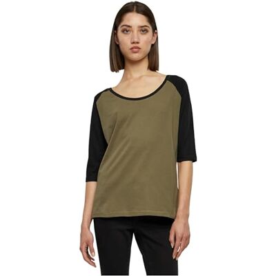 Urban Classics Damen Regular Fit T-Shirt Ladies 3/4 Contrast Raglan Tee TB733, Gr. XXXXX-Large (Herstellergröße: 5XL), Mehrfarbig (Olive/Black 00868) Urban Classics Damen Regular Fit T-Shirt Ladies 3/4 Contrast Raglan Tee TB733, Gr. XXXXX-Large (Herstellergröße: 5XL), Mehrfarbig (Olive/Black 00868)